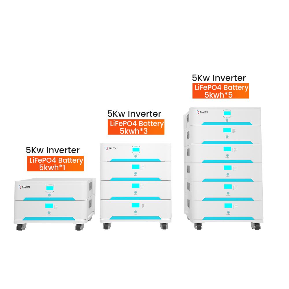 All In One 5KW inverter 5KWH LiFePO4 Battery 48V 51.2V 100Ah Lithium Ion Battery Pack Stackable 10KWH 15KWH 25KWH